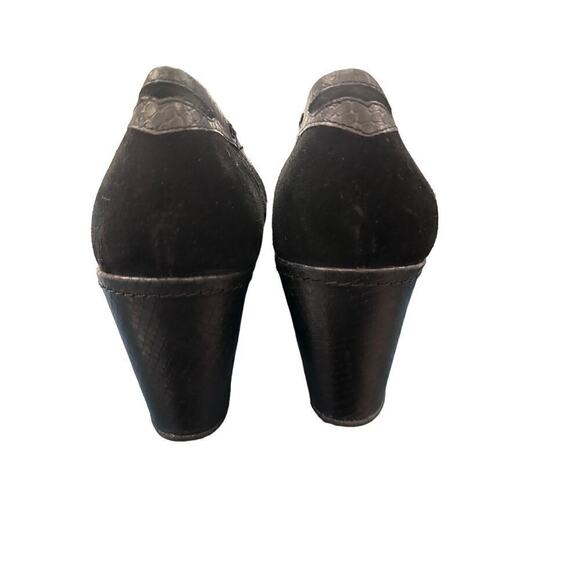 NWOT Donald J. Pliner Stacked Wedge Penny Loafer w/ Snakeskin Print Trim Sz 10 - Picture 2 of 7